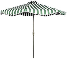 Outdoor Garden Parasols Parasol 9ft / 2.7m Fashion Stripes Garden Table Umbrella with Crank Handle for Outdoors for Patio/Beach/Pool Umbrellas UV50+ Without Parasol Base,Green and White Stripes-A