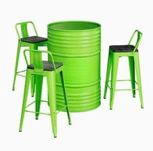 RFBXZPTADNU Industrial Style Oil Barrel Pub Table Booth Set Outdoor Commercial Iron High Bar Stools Combo