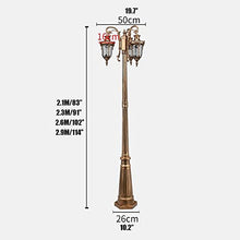 Lamp Post Lights Outdoor,260cm 102" Outdoor Aluminum Path Pillar Lamp Garden Lamp Post Light Glass Lantern Pillar High Pole Light Pillar Post Light PathLighting Bollard Path Lamp Post Light