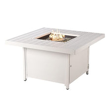 Oakland Living Square 42 in. x 42 in. Aluminum Propane Fire Pit Table with Glass Beads, Two Covers, Lid, 57,000 BTUs in White Finish