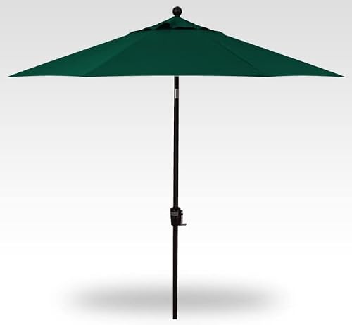 Treasure Garden Octagonal 9 ft Patio Umbrella - Outdoor Furniture Table Umbrella – Push-Button Tilt – Black Aluminum Frame (Obravia2, Forest Green)