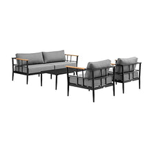 Armen Living Shari Modern Outdoor Patio Conversation Set, 4 Piece, Black