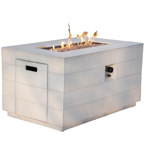 HomeRoots 535175 24 x 28 x 43 in. Grey Aluminum Natural Gas Rectangular Fire Pit Table with Cover