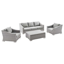 Conway 4-Piece Outdoor Patio Wicker Rattan Furniture Set in Light Gray Gray