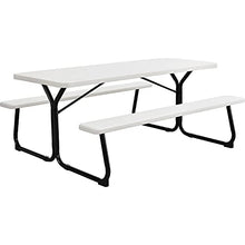 Global Industrial Outdoor 6 ft. Plastic Picnic Table, White, 1000 lbs. Cap.