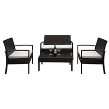 DUYHBAWRS in Stock 2pcs Arm Chairs 1pc Love Seat & Tempered Glass Coffee Table Rattan Sofa Set Brown Gradient Patio Outdoor Furniture