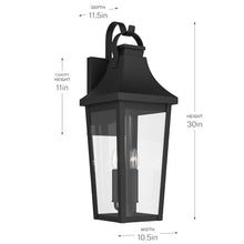 Kichler 30 Inch Cleary 3 Light Outdoor Modern Traditional Wall Light, with Clear Glass in Textured Black, Waterproof Aluminum, (30" H x 10.5" W), 59196BKT