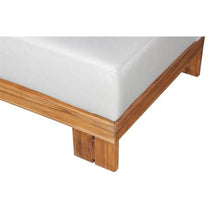 Paradiso Outdoor Solid Teak Wood Ottoman - Light gray fabric