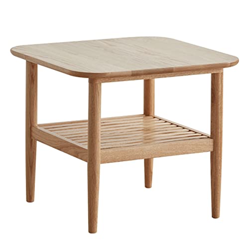 Living Room Table Double Layer Modern Minimalist Bedside Table, End Table Side Table, Coffee Table, Double Storage, Rustic Farmhouse Style Outdoor Side Table (Color : A)