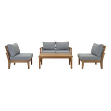 Modway EEI-1477-NAT-GRY-SET Marina Premium Grade A Teak Wood 5-Piece Outdoor Patio Furniture Set, Natural Gray