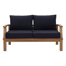 Modway Marina Premium Grade A Teak Wood Outdoor Patio, Loveseat, Natural Navy