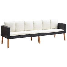 RJPLMFV 4 Piece Patio Lounge Set with Cushions Poly Rattan Black