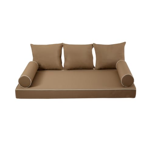 Twin Outdoor Mattress Package 75x39x6in Waterproof Daybed Cushion Set,Khaki