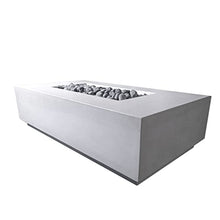 Vivid Heat - 60" Premium “Mesa 2" Concrete Fire Bowl - Heavy Cement Rectangle Natural Gas Fire Pit - Square Outdoor Fire Table with Key Valve GFRC (48” L x 32” W x 16” H) (Charcoal Black)