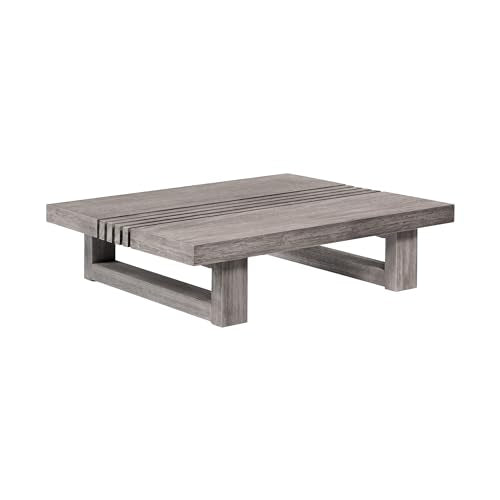 Armen Living Vivid Outdoor Patio Coffee Table in Gray Eucalyptus Wood