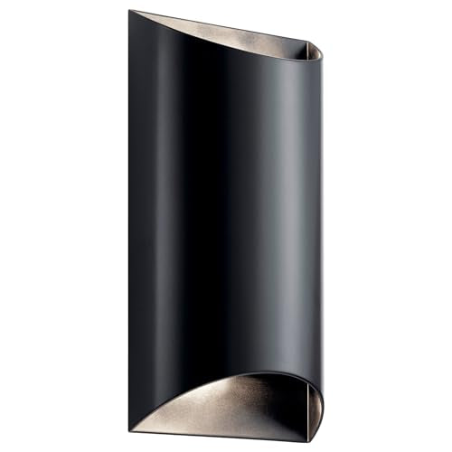 Kichler Wesley 13.75" 2-Light LED Outdoor Wall Sconce Light, Black