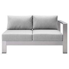 Modway Shore Sunbrella® Fabric Aluminum Outdoor Patio Right-Arm Loveseat in Silver Gray