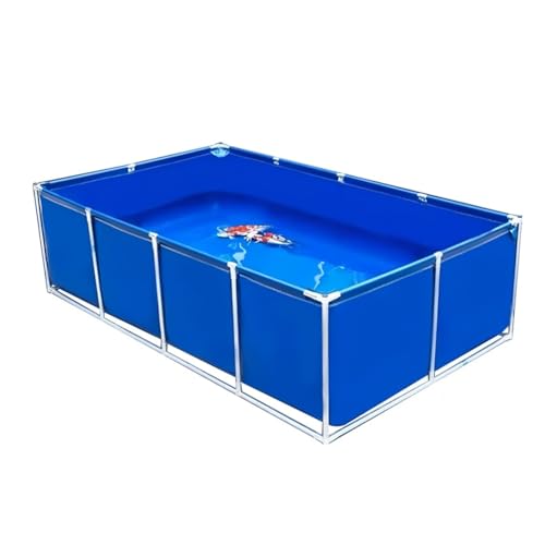 Zfmnoyev PVC Canvas Ponds with Drain Valve, Large Aquarium Pool Pond, Folding Fish Pond with Steel Bracket, Water Storage Tank, for Breeding Koi Garden Lrrigation(Blue,1.2x1x0.5m)