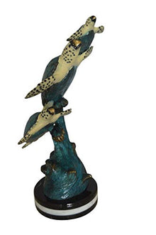 NIFAO Three Turtles, Marine Life Medium Bronze Statue, 15" L x 9" W x 24" H