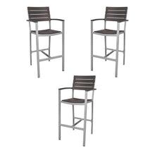 Home Square Aluminum Frame Patio Bar Arm Stool Set of 3 Espresso