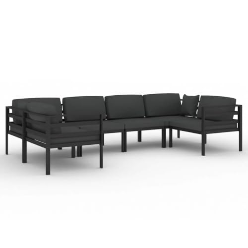 MNCVXAXG 6 Piece Patio Lounge Set with Cushions Aluminum Anthracite