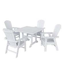 WO WESTIN OUTDOOR 5 PCS Adirondack Patio Dining Set with Square Table and Armchairs White