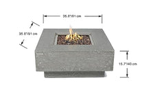 Elementi Manhattan Gas Fire Pit Bundle Concrete Fire Table, Outdoor Fire Pit Electronic Ignition | Canvas Cover, Lava Rock Included | Free AMS Wind Guard | Light Gray (Propane Gas)