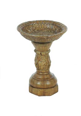 Solid Rock Stoneworks Decorative Bowl Leaf Birdbath- Tobacco Rd- 21" Tall x 16" Dia