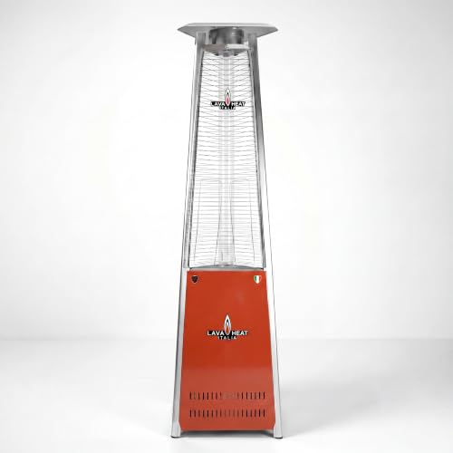 LAVA HEAT ITALIA LITE Amalfi Studio Collection Patio Heater by Lava Heat Italia, Natural Gas Custom Powder-Coated Flame Tower in IFS-RAL 2011 Red Orange, Designer 92-Inch Italian Outdoor Heater
