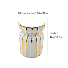 ECOLFE Garden Stool, White Vacuum Titanium-Plated Ceramic Stool with Gold Rim, Shoe-Changing Stool, Household Ceramic Drum Stool, Garden Decoration Stool, Both Indoor and Outdoor