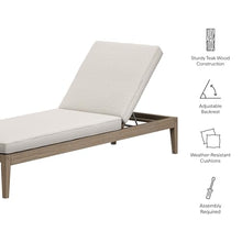 Modway Northlake Teak Outdoor Chaise Lounge Chair in Weathered Gray Pebble – Adjustable Wood Poolside Recliner with All-Weather Cushion