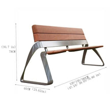 VHDY85KA Park Backbacked Courtyard Park Bench, Stainless Steel, Outdoor Leisure Chair on Porch Garden Pool Lawn Entryway(Large)