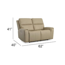 Flexsteel Jarvis Power Reclining Loveseat with Power Headrests, Top Grain Leather, Zero Gravity Recline, Blue Steel Spring™, USB Charging Ports, Parchment Tan
