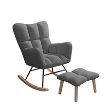 HCZKIUJ Footstool Rocking Chair, Soft Cushion Relaxing Lounger with Solid Wood Legs and Footstool, Recliner Armchair for Indoor Yard Patio, 4 Colors Living Room Chair (Grey 75x55x82cm)
