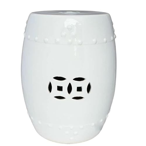 Ceramic Garden Stool Decorative Garden Stools Ceramic Stool Cooler Pier Drum Stool White Round Surface Porcelain Stool Dressing Stool Shoe Changing Stool Porcelain Pier Patio Furnishings Garden Stool