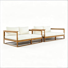 Christopher Knight Home Acacia Wood Outdoor Daybed Patio Sofa Set of 2, Double Outdoor Lounge Chairs Patio Sofa with Cushions & Armrest, Patio Lounger Outdoor Couch for Backyard Pool Deck, Beige+Teak