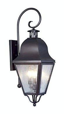 Livex Lighting 2555-29 Outdoor Wall Lantern with Seeded Glass Shades, Vintage Pewter