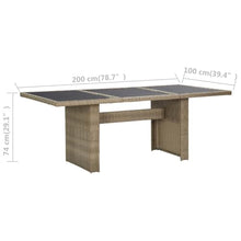 WEHUOSIF Brown and Black PE Rattan Dining Table with Tempered Glass Top and Powder-Coated Steel Frame for Patio Table and Outdoor Dining