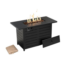 Kinger Home 42-Inch Ore Outdoor Propane Fire Pit Table 50000 BTU, Powder-Coated Stainless Steel Patio Firepit with Lava Rocks, Black