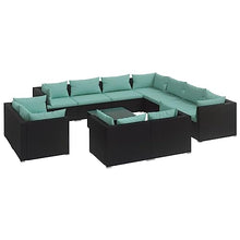 vidaXL 12 Piece Patio Lounge Set with Cushions Black Poly Rattan