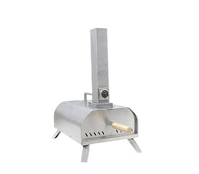 Outdoor Wood Pellet Pizza Oven, Pizza Maker with Rotating Pizza Stone, Built-in Thermometer, Foldable Legs, and Removable Chimney for Backyard, Camping, and BBQ (11" Stainless Steel Pellet Pizza Oven)