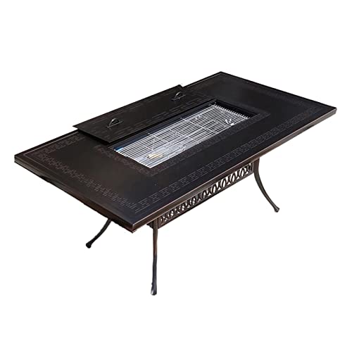 Barbecue Table Outdoor Barbecue Table Courtyard Garden Terrace Cast Aluminum Leisure Furniture Household Smokeless Barbecue Table Grill Table(150x90x73cm)