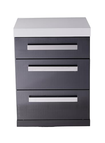 Mont Alpi 3-Drawer Right Cabinet Module - Black Stainless Steel | Soft-Close Slides | White Granite Top | Fits MAi805 & MAi400 | 25" W
