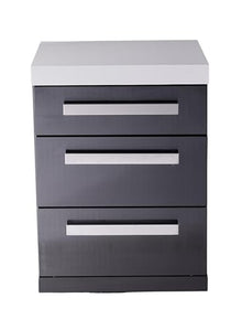 Mont Alpi 3-Drawer Right Cabinet Module - Black Stainless Steel | Soft-Close Slides | White Granite Top | Fits MAi805 & MAi400 | 25" W