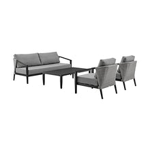 Armen Living Aileen Modern Outdoor Patio Wicker and Aluminum Conversation Set 4 Piece Black