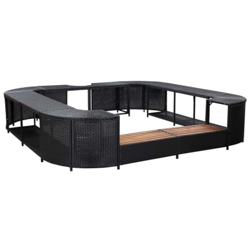 Square Spa Surround Black 105.5x105.5x21.7 Inch Poly Rattan
