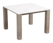 Leilani Square Dining Table (42") White, White Dining Table, Modern Style, Faux Marble Sintered Stone Square Shape Tabletop, Aluminum, Outdoor Dining, 42" W x 42" D x 30.2" H