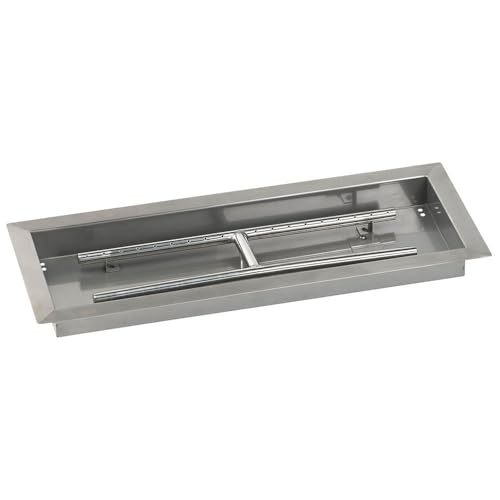 American Fireglass SS-AFPPKIT-P-24 Propane 24" x 8" Rectangular Stainless Steel Drop in Fire Pit Pan with Spark Ignition Kit