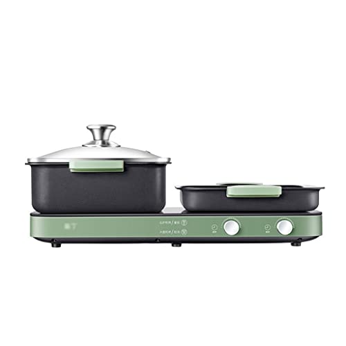 YYDS Hot Pot Household Multi-Function Barbecue Hot-Pot All-in-one Pot 7-Speed Firepower Adjustment Electric Grill Barbecue Pot Electric Grill (Color : Green)