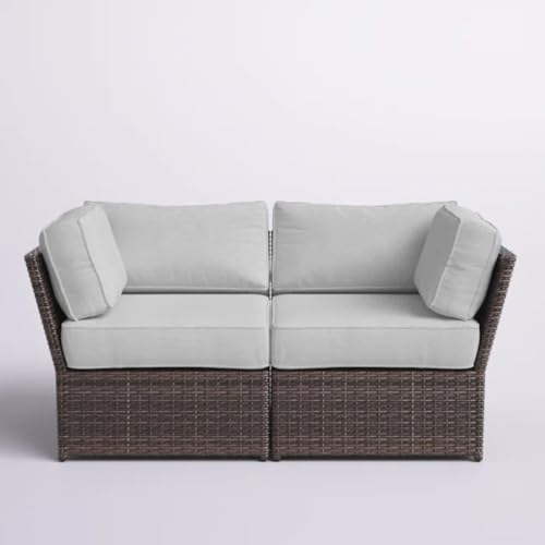 callmego Fully Assembled Outdoor Wicker Loveseat with Plush Cushions – Weather-Resistant Patio Seating for Deck or Garden